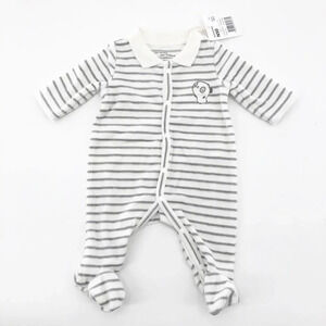 Du Pareil NWT Newborn Baby White Striped Footie Pajamas Size NB